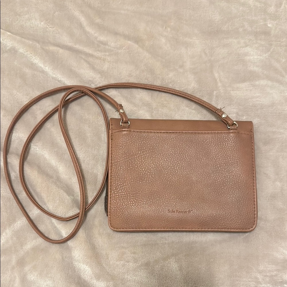 Safe Keeper Tan Leather Crossbody Bag